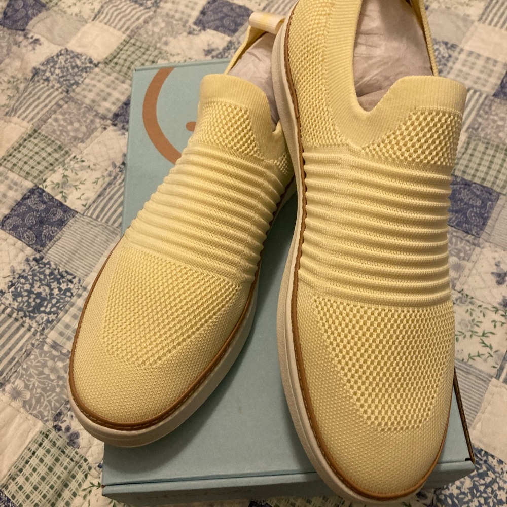 Life Stride Yellow Flats with Modern Knit Design
